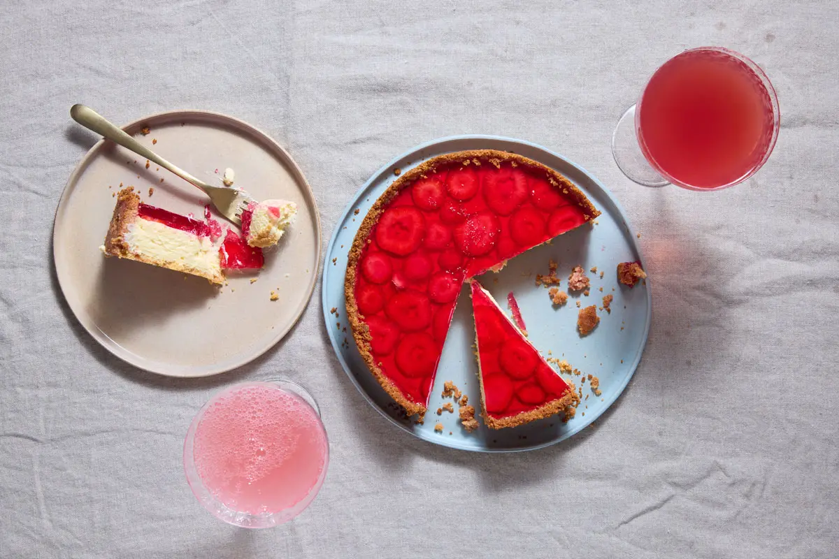Strawberry jelly cheesecake